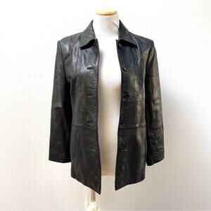 Vintage 100% Leather Petite Sophisticate Jacket in Black Women's Small $250